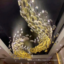 Contemporary interior decoration lighting fixtures villa hotel lobby clear art glass led chandelier